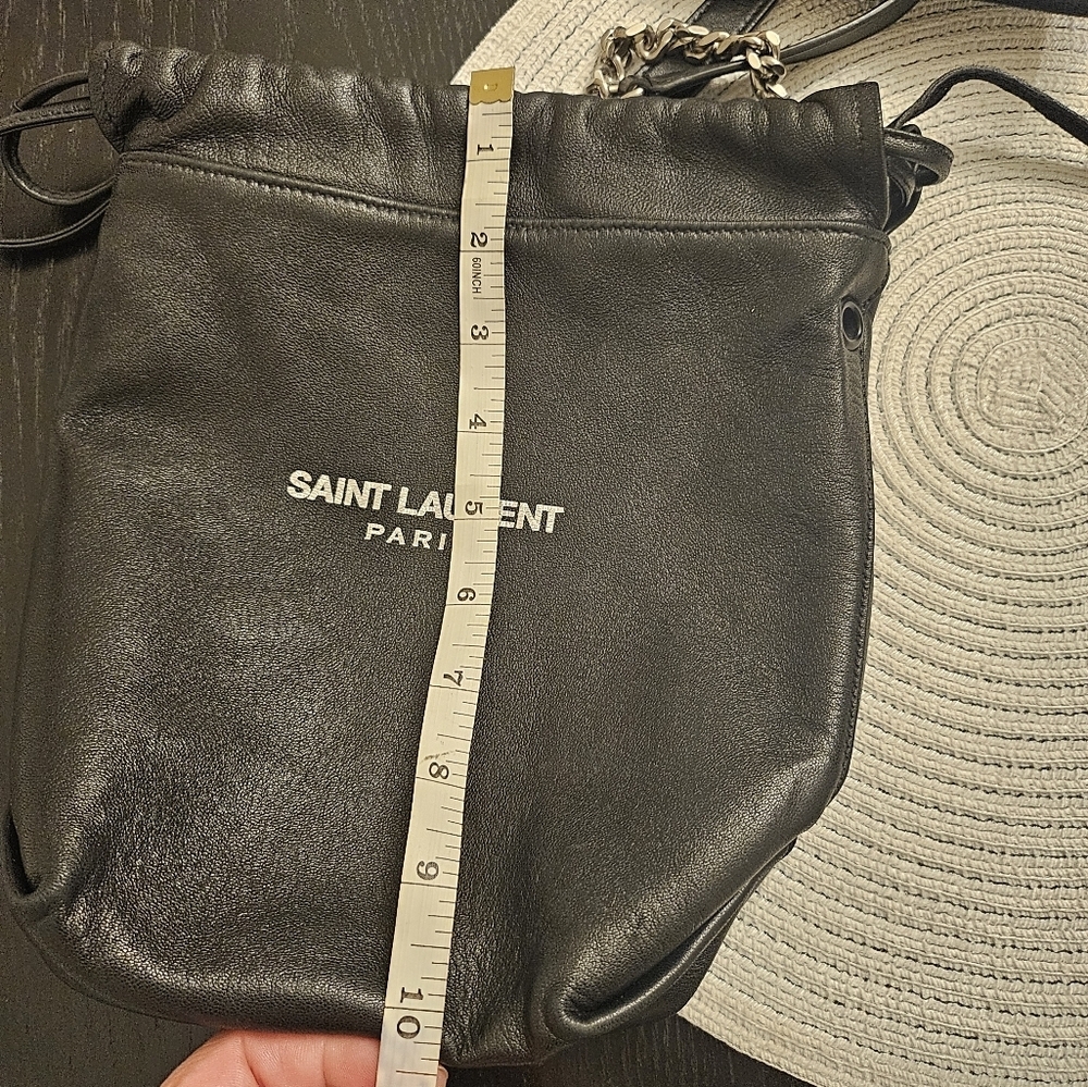 Saint Laurent Black Leather Teddy Bucket Bag - Picture 16 of 16